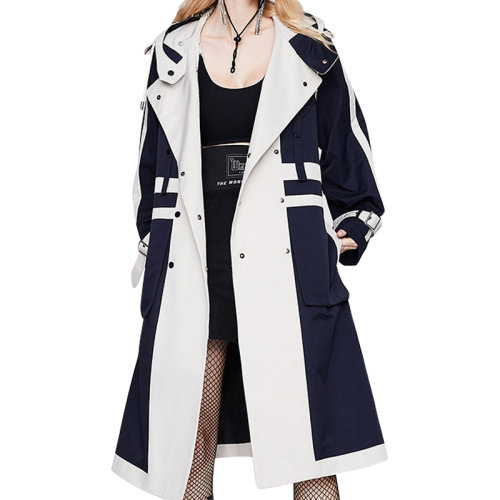 GeleiStory/GeleiStory  风衣女秋冬新款撞色双排扣风衣长款外套  女士风衣