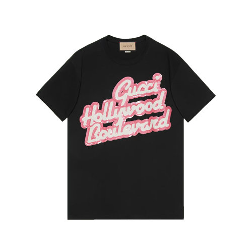 GUCCI/古驰 22秋冬新款 女士黑色纯棉饰亮片印花T恤615044XJEDW1043