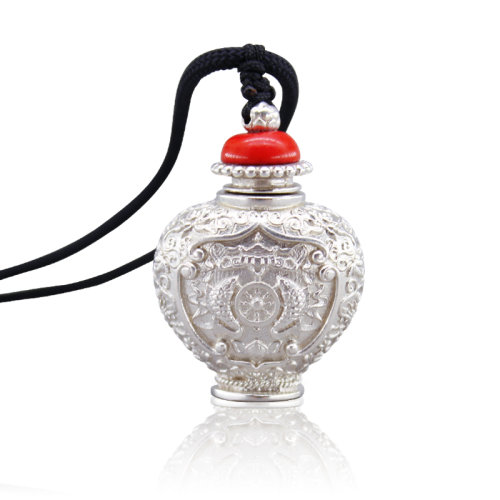 【限时送价值699元铁皮石斛粉礼盒】maijinwang/买金网 银饰锗银项链吊坠 第三代能量守护瓶 送礼长辈老人健康应急 礼物 吉祥款