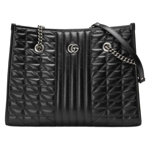  GUCCI古驰 22年秋冬 女士 GG Marmont系列中号托特包 675796 UM8BN 1000 预定商品2-6周发货