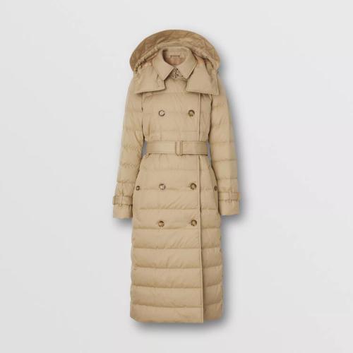  BURBERRY 22年秋冬 女士 可拆式连帽棉质嘎巴甸羽绒服 80446791