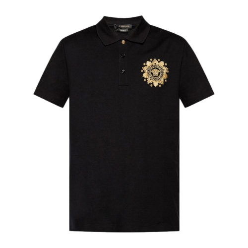 VERSACE/范思哲   男装 服饰 黑色翻领经典logo美杜莎头像图案棉男士短PoloT恤