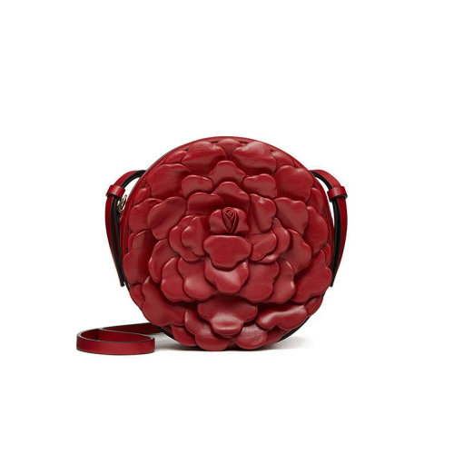 Valentino/华伦天奴  Atelier系列 女士华伦天奴红小牛皮03 ROSE 版本圆形单肩斜挎手提包VW2B0I32JBZ0RO