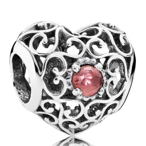 PANDORA/潘多拉 女士925银锆石镂空心形月份手链串珠 791784CI