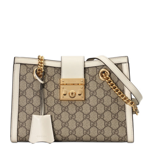 GUCCI 古驰 新款 Padlock系列 女士帆布配皮手提包托特包单肩包