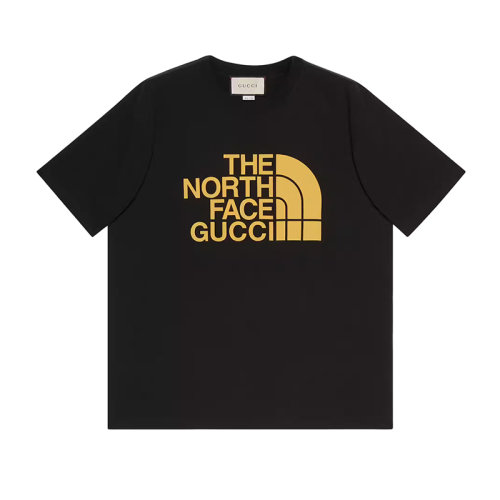 GUCCI/古驰      The North Face联名系列 男士黑色纯棉圆领大版型短袖T恤?616036XJDCL1131