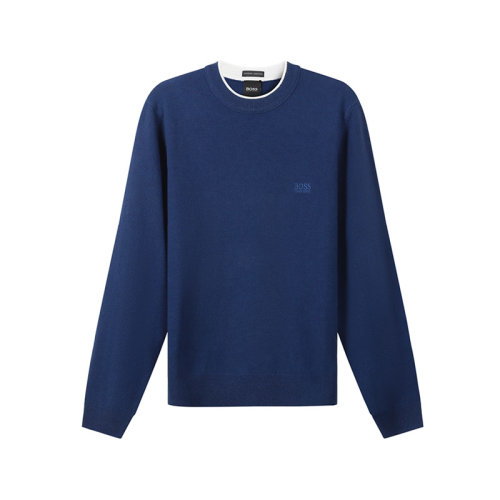 HUGO BOSS/雨果博斯 男士羊毛圆领长袖羊毛衫针织衫LOGO刺绣 50457756