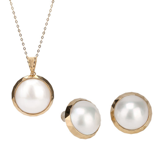 GeleiStory/GeleiStory真我系列14K金海水珍珠花好月圆耳钉项链套装
