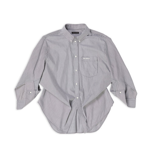 Balenciaga/巴黎世家 22年秋冬新款 女士黑白条纹纯棉饰有白色刺绣LOGO图案长袖衬衫671663TNM291070