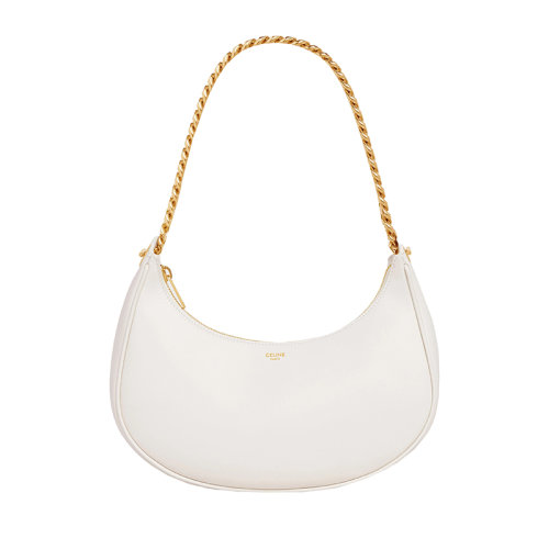 CELINE/赛琳 22新款 AVA系列 女士中号白色光滑牛皮革金色饰面单肩腋下包199583DGQ.01RC