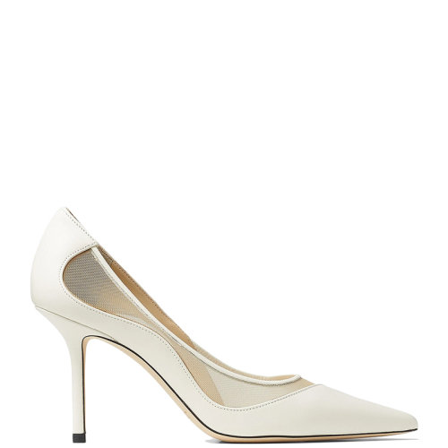 Jimmy Choo/周仰杰 22年秋冬新款 Love 85系列 女士奶油色纳帕皮革和网眼尖头高跟鞋LOVE85NMS-LN