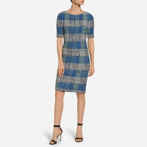 St.John/盛蔷缎带格纹针织女士连衣裙K1100F1