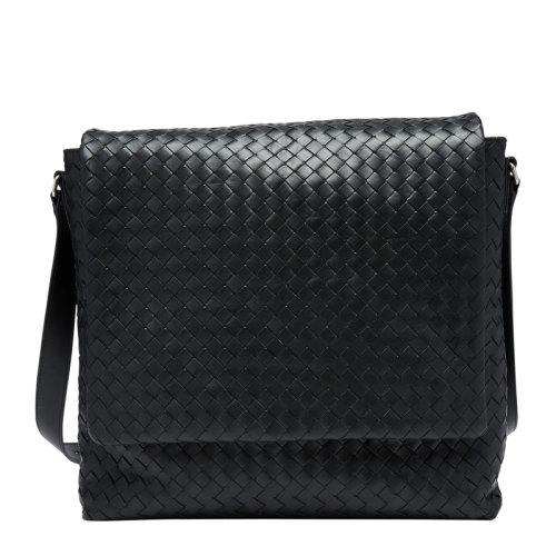 Bottega Veneta/葆蝶家 男士黑色编织牛皮信封包斜挎包单肩包男包 577538-VQ139-1000