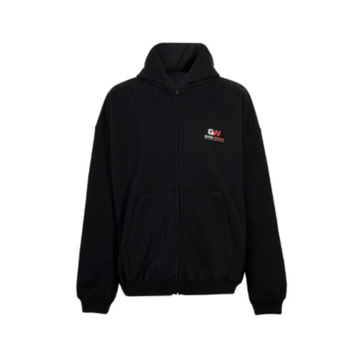 Balenciaga/巴黎世家  男士黑色棉质经典时尚百搭拉链连帽秋冬卫衣 620974TIVD41000