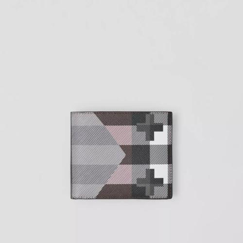  BURBERRY 22年秋冬 男士 几何格纹设计双折钱夹（国际版） 80507931