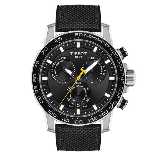 TISSOT/天梭 速敢系列 男士黑色表盘石英机芯精钢表壳织物表带腕表45.5毫米T125.617.17.051.02