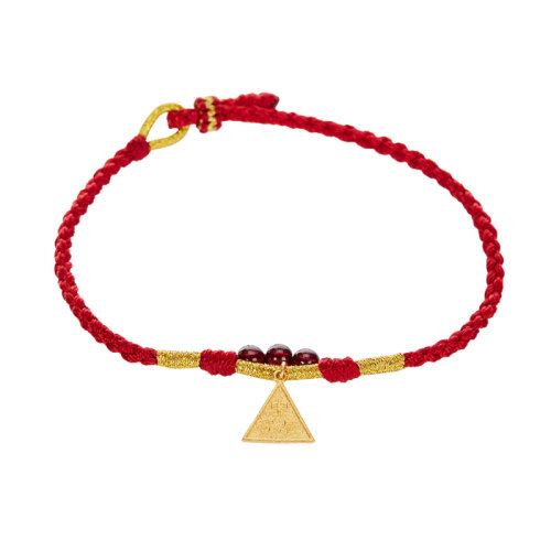 GJY/古金玥 三合生肖 足金999古法金十二生肖三合牌吊坠本命年红绳黄金男女手链