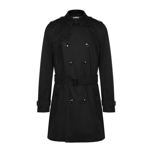 BURBERRY/博柏利 巴宝莉 纯棉双排扣附腰带中长款经典风衣 肯辛顿版型风衣 男士外套 专柜同款 男士风衣 大衣