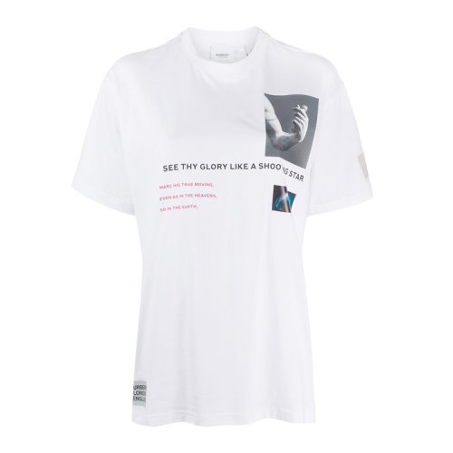 BURBERRY/博柏利  女装 服装 白色棉质图案字母印花圆领 女士短袖T恤 8024656