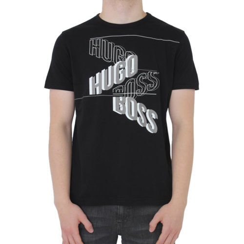 Hugo Boss 雨果博斯 男士 服装  黑色字母LOGO圆领棉质T恤 男士短袖T恤