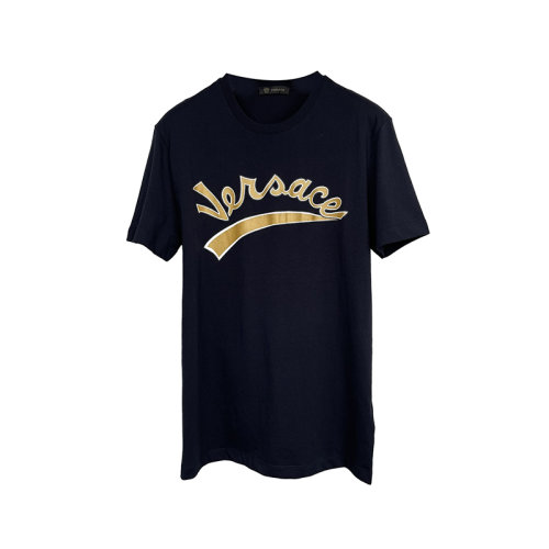 Versace范思哲  主线字母印花男士T恤 藏蓝色