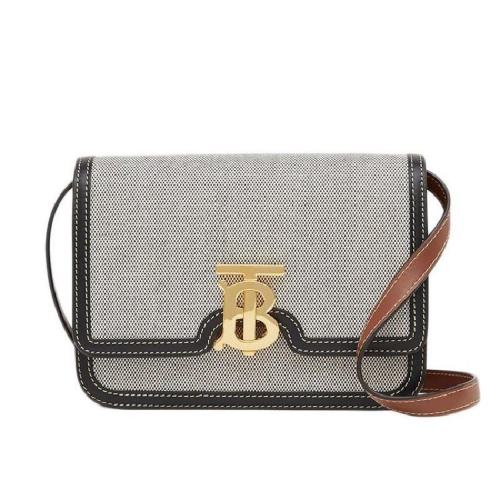  BURBERRY/博柏利 女士白黑色尼龙单肩斜挎包 80306661 PLSX