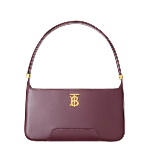 BURBERRY/博柏利  TB系列 女士酒红色小牛皮金扣手提单肩腋下包80462491