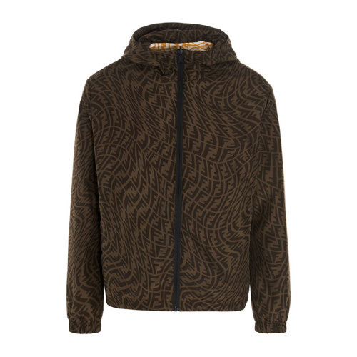 FENDI/芬迪 男装 时尚百搭 男士 混色双FF图案双面穿连帽夹克外套 FAA830AGBIF1AKH HJH0012BC