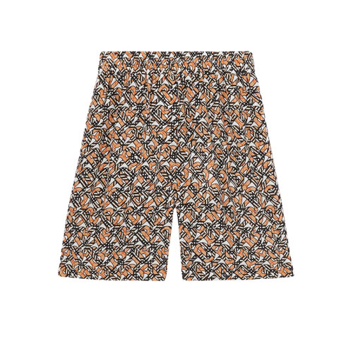 BURBERRY/博柏利 22年春夏新款 女士白色/米色桑蚕丝老花印花绉纱短裤80572001