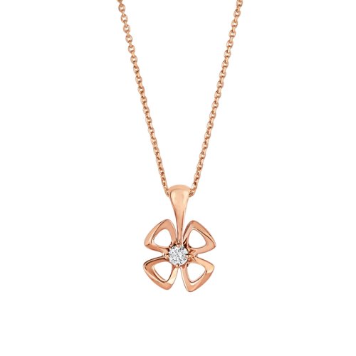 BVLGARI/宝格丽 FIOREVER系列 18K金玫瑰金镶10分钻花瓣项链 355324