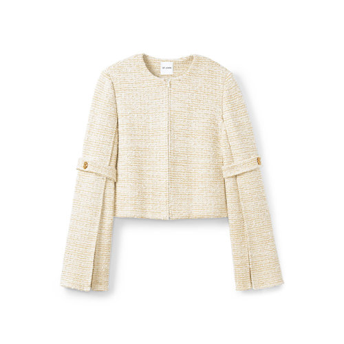 【21春夏新款】St.John/盛蔷粗花呢袖口开叉针织外套女士夹克K6130C1