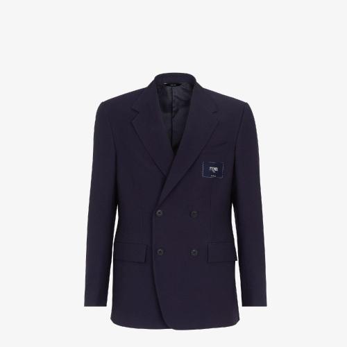  FENDI芬迪 22年秋冬 男士 西服外套 蓝色羊毛休闲西装 FJ0673A9RMF0QA2
