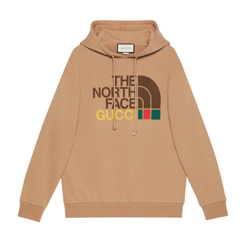 GUCCI/古驰      The North Face联名系列 女士棕色纯毛毡针织棉连帽卫衣?615061XJDBY2597