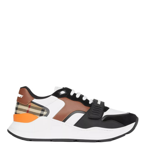 BURBERRY/博柏利 22年早春新款 男士黑色/典藏米色涤纶拼麂皮小牛皮Vintage格纹运动鞋80391121