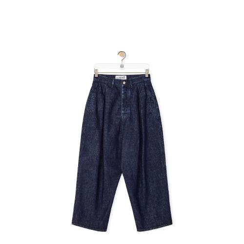  LOEWE罗意威 22年秋冬 女士 休闲裤 Oversize pleated jeans in denim S928Y11X01-5400