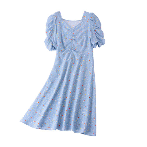 GeleiStory/GeleiStory  夏季新款v领显瘦气质法式真丝连衣裙  女装＞女士裙装＞女士连衣裙