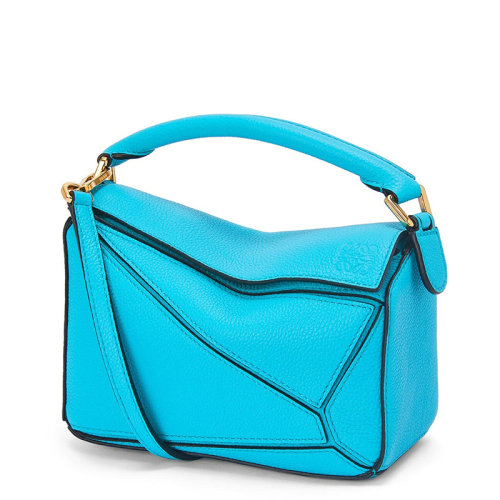 LOEWE/罗意威 22新款Puzzle系列 女士迷你青蓝色小牛皮金扣单肩斜挎手提拼图包A510U95X37-5620