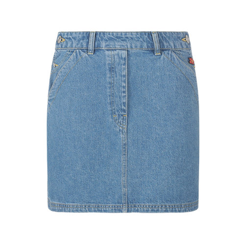 KENZO/高田贤三 【22秋冬新款】 女士BOKE系列棉质牛仔裙子短裙迷你裙花朵徽章刺绣 2DJ267 9IB