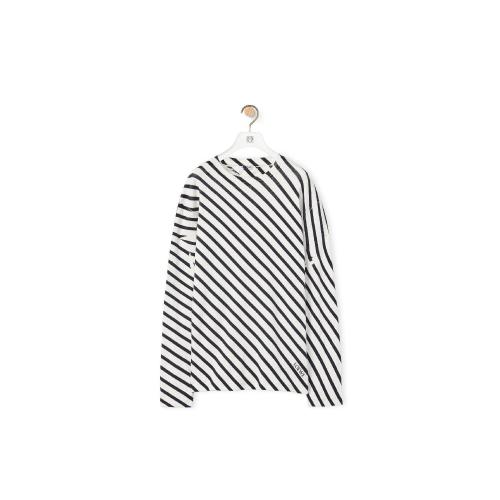  LOEWE罗意威 22年秋冬 男士 长袖T恤 Diagonal stripe T-shirt in cotton H526Y22X22-4933