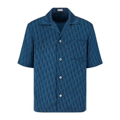 Dior Homme/迪奥桀傲 男装 服饰 海军蓝色混纺翻领衬衣 男士短袖衬衫