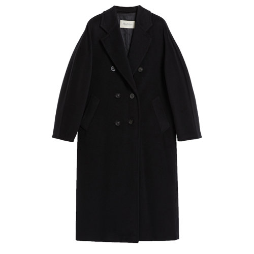 MaxMara/麦丝玛拉 22年秋冬新款 MADAME系列 女士黑色高级定制明线饰面初剪羊毛大衣1018012906003
