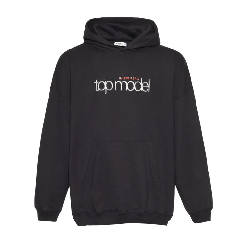 Balenciaga/巴黎世家 纯棉黑色连帽卫衣 男卫衣 男士外套 休闲卫衣瑕疵特卖（陈列痕迹，不影响使用）