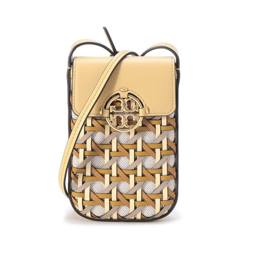 Tory Burch/汤丽柏琦【22年新款】TB女包 MILLER系列皮革/织物编织单肩斜挎包手机包双T LOGO 86378
