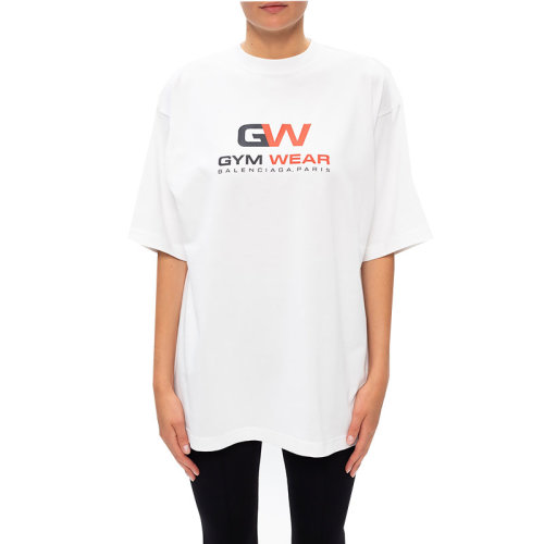 Balenciaga/巴黎世家  女士白色棉质经典时尚百搭圆领短袖T恤 620941 TIVD5 9000