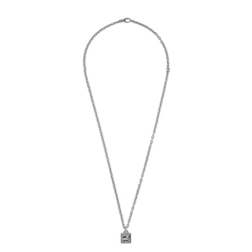 GUCCI/古驰 经典款 复古做旧925纯银方形G镂空吊坠项链552768J84000811