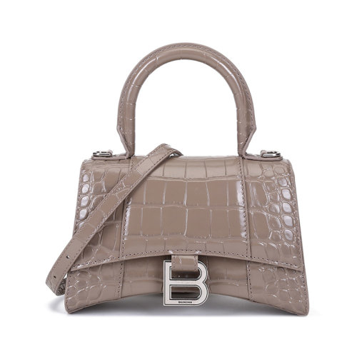 Balenciaga/巴黎世家 女士鳄鱼纹牛皮HOURGLASS超小号手提单肩斜挎包 592833 1LR6Y