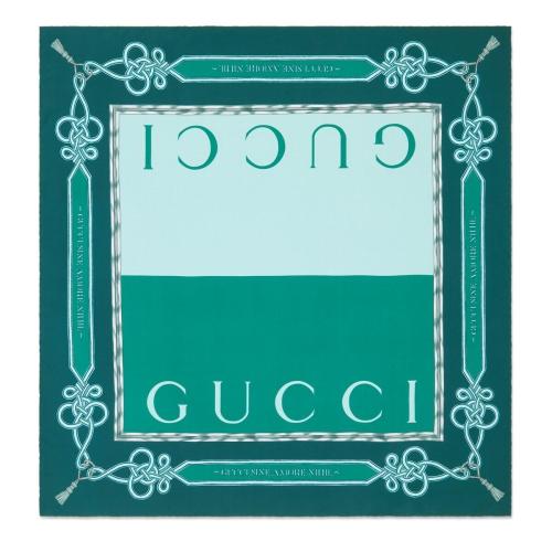  GUCCI古驰 22年秋冬 男士 双Gucci印花真丝围巾 694688 4G001 4469