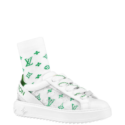 Louis Vuitton/路易威登 22年早春新款 TIME OUT系列 女士白色/绿色小牛皮透明设计运动鞋1A9Q08