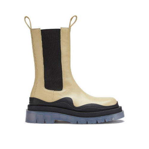 Bottega Veneta/葆蝶家  厚底切尔西靴 女鞋 奶白色透明鞋底高筒靴