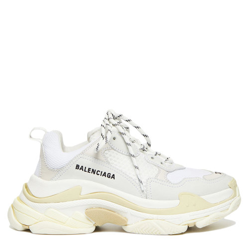 Balenciaga/巴黎世家Triple S系列 女士白色双重泡沫和网布运动鞋524036W2CA19000